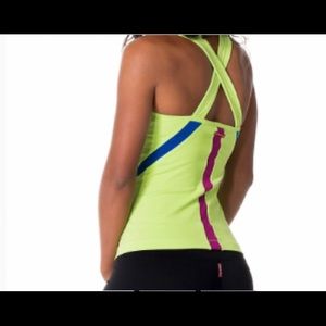Hard Tail kiwi 2 tone cross back tank